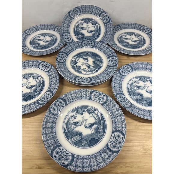 Set of 9 Johnson Bros Mongolia Blue White 7